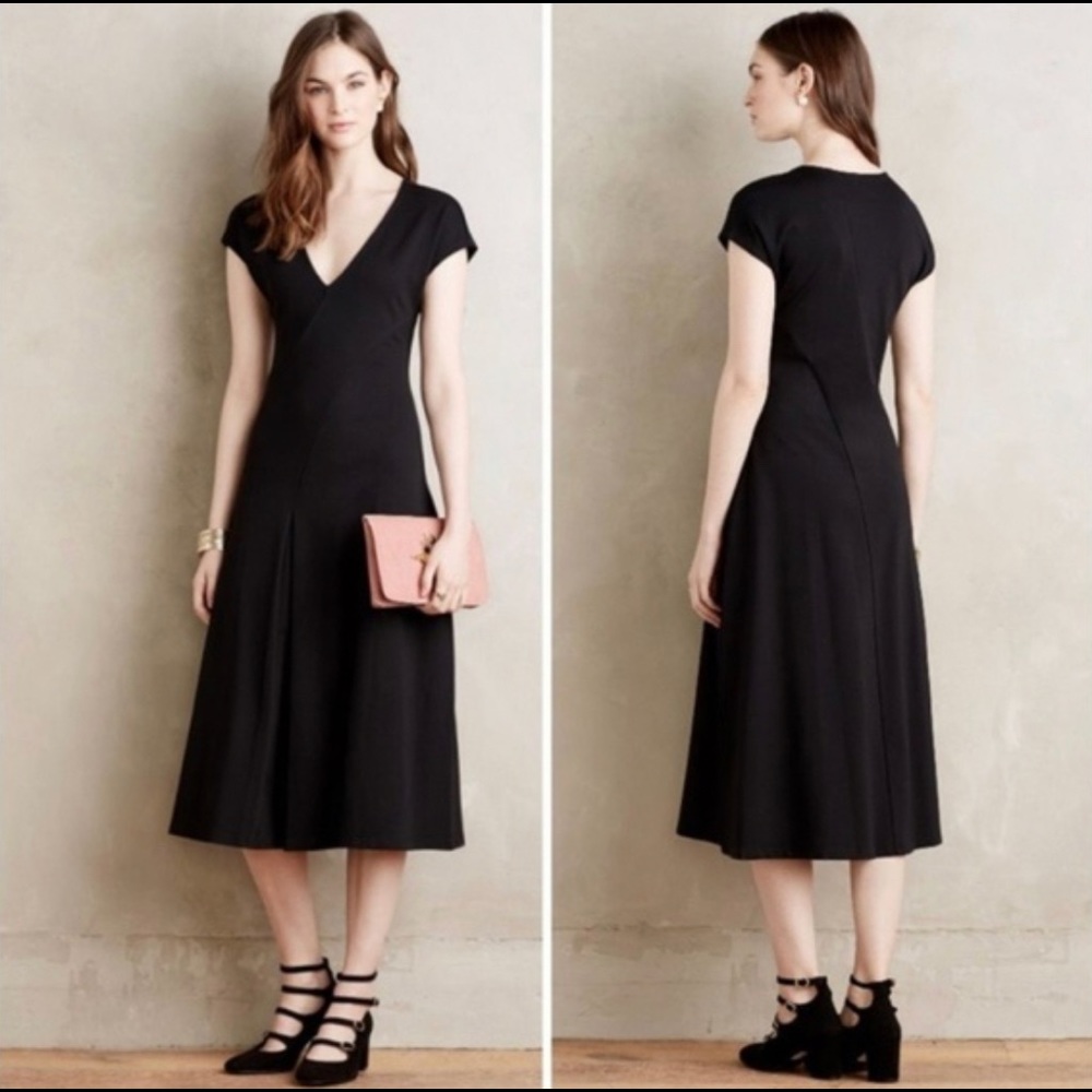 NWOT Anthropologie Maeve black ponte knit Amelia midi dress - Picture 1 of 11